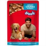 Drools Adult Wet Dog Food, Real Chicken And Chicken Liver Chunks In Gravy, 15 Pouches (15 X 150G), 1 Count