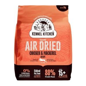Kennel Kitchen Air Dried Dog Food | 2 Kgs | Chicken & Mackerel Recipe | Premium Dry Dog Food for Adult & Puppy | Kibbles for Dogs with Enhanced Nutrition