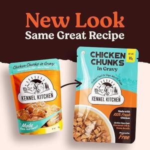 Kennel Kitchen Chicken Chunks in Gravy, 80g (Pack of 12) | Wet Dog Food for Adult & Puppy | Dog Food Gravy with Regionally Sourced Fresh Chicken | Free from Artificial Colours & Preservatives