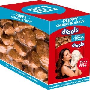 Drools Puppy Wet Dog Food Real Chicken and Chicken Liver Chunks Gravy 0.9 Kg (6 X 150g) Pack of 6